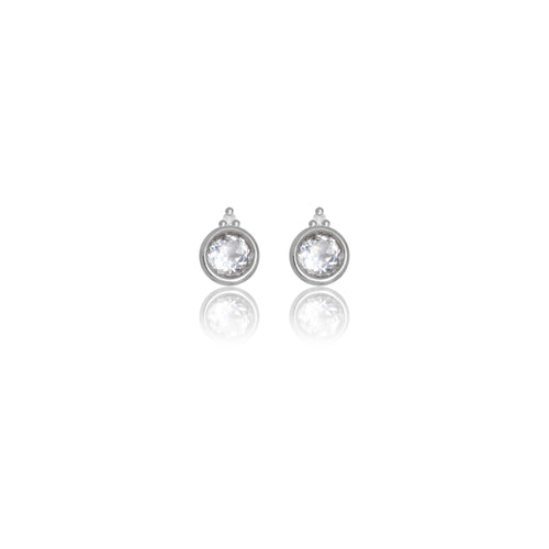 DIAMONDS BY GEORGINI NATURAL TOPAZ AND TWO NATURAL DIAMOND APRIL EARRINGS SILVER