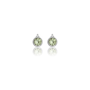 DIAMONDS BY GEORGINI NATURAL PERIDOT & TWO NATURAL DIAMOND AUGUST EARRINGS SILVER