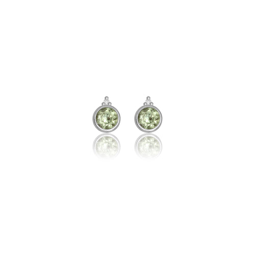 DIAMONDS BY GEORGINI NATURAL PERIDOT & TWO NATURAL DIAMOND AUGUST EARRINGS SILVER