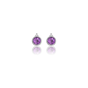 DIAMONDS BY GEORGINI NATURAL AMETHYST AND TWO NATURAL DIAMOND FEBRUARY EARRINGS