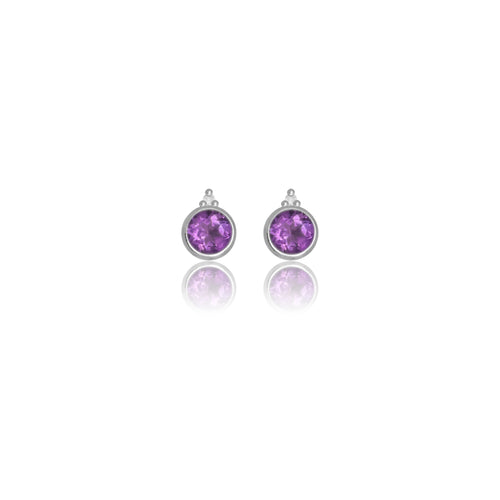 DIAMONDS BY GEORGINI NATURAL AMETHYST AND TWO NATURAL DIAMOND FEBRUARY EARRINGS