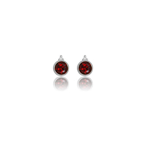 DIAMONDS BY GEORGINI NATURAL GARNET AND TWO NATURAL DIAMOND JANUARY EARRINGS SIL