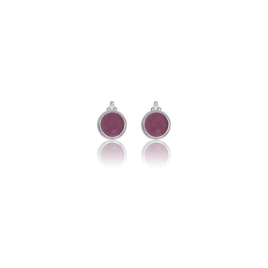 DIAMONDS BY GEORGINI NATURAL RUBY AND TWO NATURAL DIAMOND JULY EARRINGS SILVER