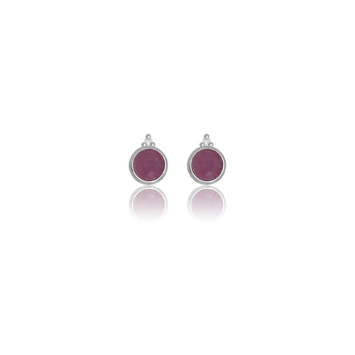 DIAMONDS BY GEORGINI NATURAL RUBY AND TWO NATURAL DIAMOND JULY EARRINGS SILVER