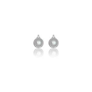 DIAMONDS BY GEORGINI FRESHWATER PEARL AND TWO NATURAL DIAMOND JUNE EARRINGS SILV