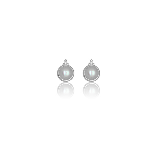 DIAMONDS BY GEORGINI FRESHWATER PEARL AND TWO NATURAL DIAMOND JUNE EARRINGS SILV