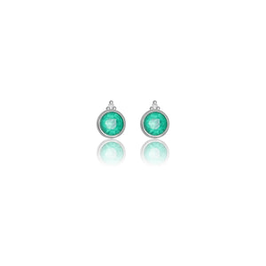 DIAMONDS BY GEORGINI NATURAL GREEN AGATE AND TWO NATURAL DIAMOND MAY EARRINGS SI