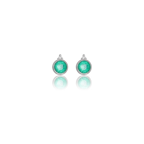 DIAMONDS BY GEORGINI NATURAL GREEN AGATE AND TWO NATURAL DIAMOND MAY EARRINGS SI