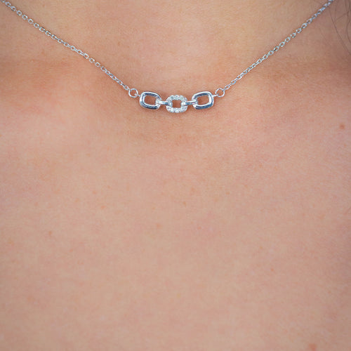 DIAMONDS BY GEORGINI SIX NATURAL DIAMOND LINK NECKLACE SILVER