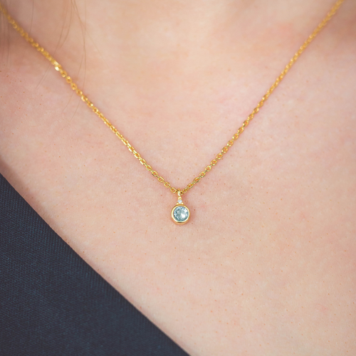 DIAMONDS BY GEORGINI NATURAL AQUAMARINE AND DIAMOND MARCH NECKLACE GOLD