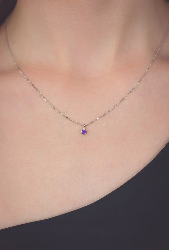 Diamonds By Georgini - Amethyst & Diamond February Pendant Silver