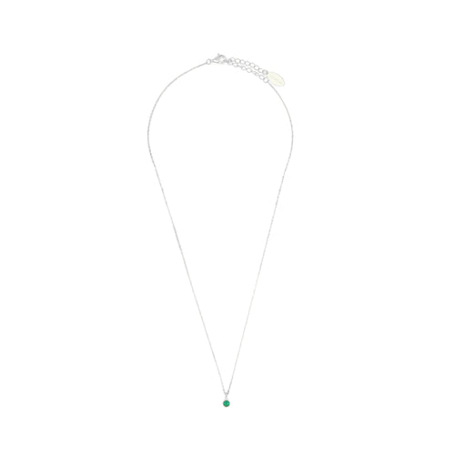 DIAMONDS BY GEORGINI NATURAL GREEN AGATE AND DIAMOND MAY NECKLACE SILVER