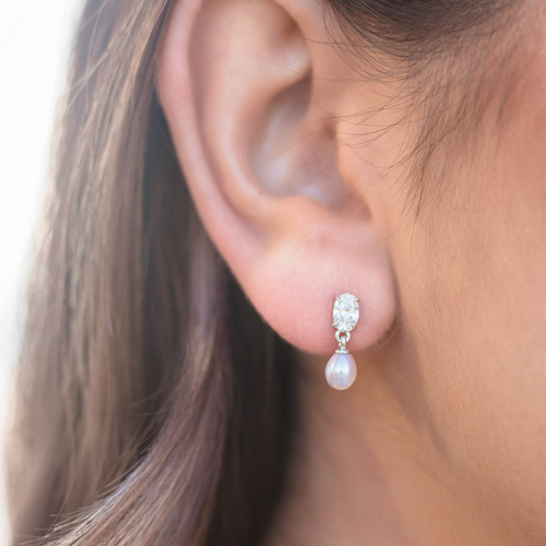 Georgini Oceans Whitsundays Freshwater Pearl Earrings Silver