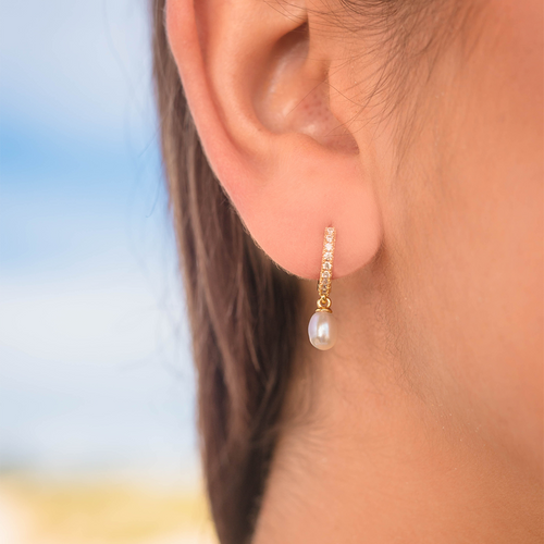 Gold Plated Oceans Bondi Freshwater Pearl Earrings