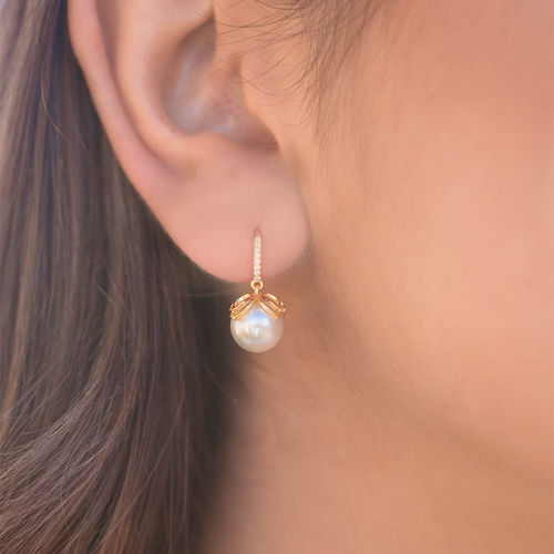 Gold Plated Oceans Palm Cove Freshwater Pearl Earrings