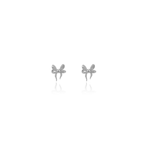 Silver Sweetheart Bow Earrings