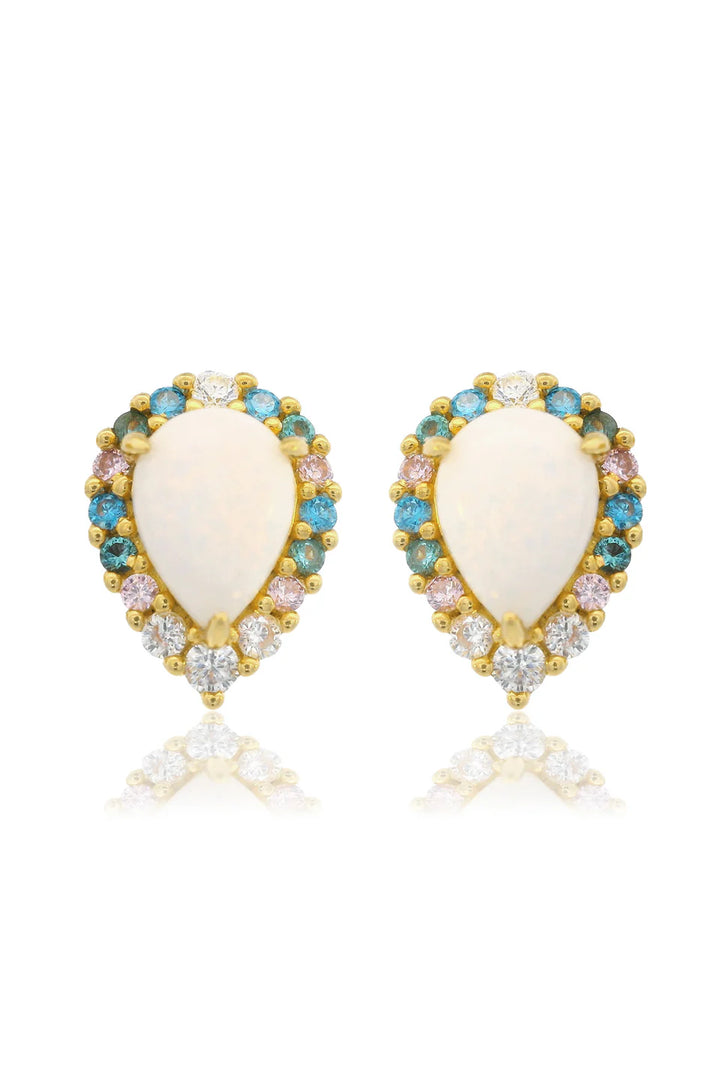 Georgini Wisteria Created Opal Floribunda Studs Gold