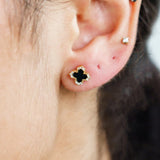 Georgini Midnight Velvet Black Agate Fairwater Studs Gold