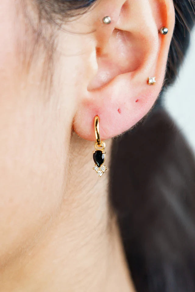 Georgini Midnight Velvet Asteria Hoops Black and Gold