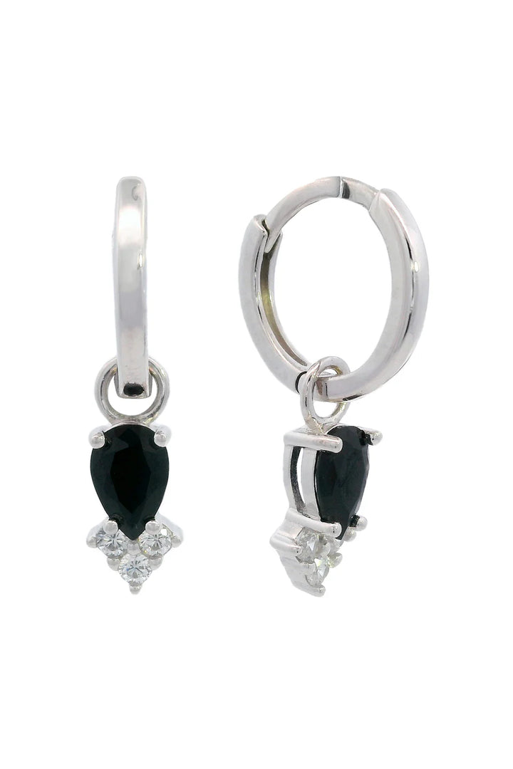 Georgini Midnight Velvet Asteria Hoops Black and Silver