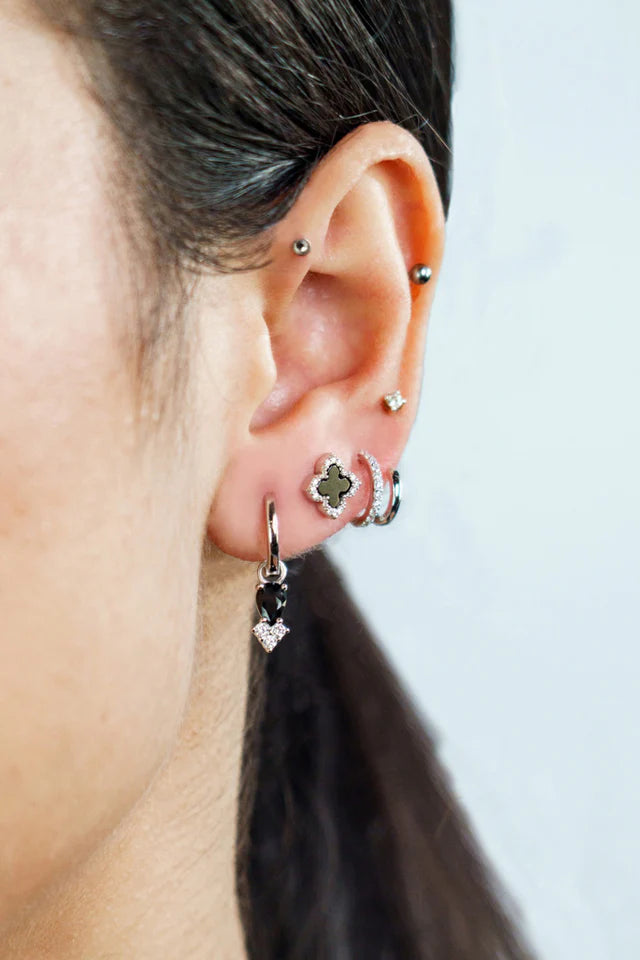 Georgini Midnight Velvet Asteria Hoops Black and Silver