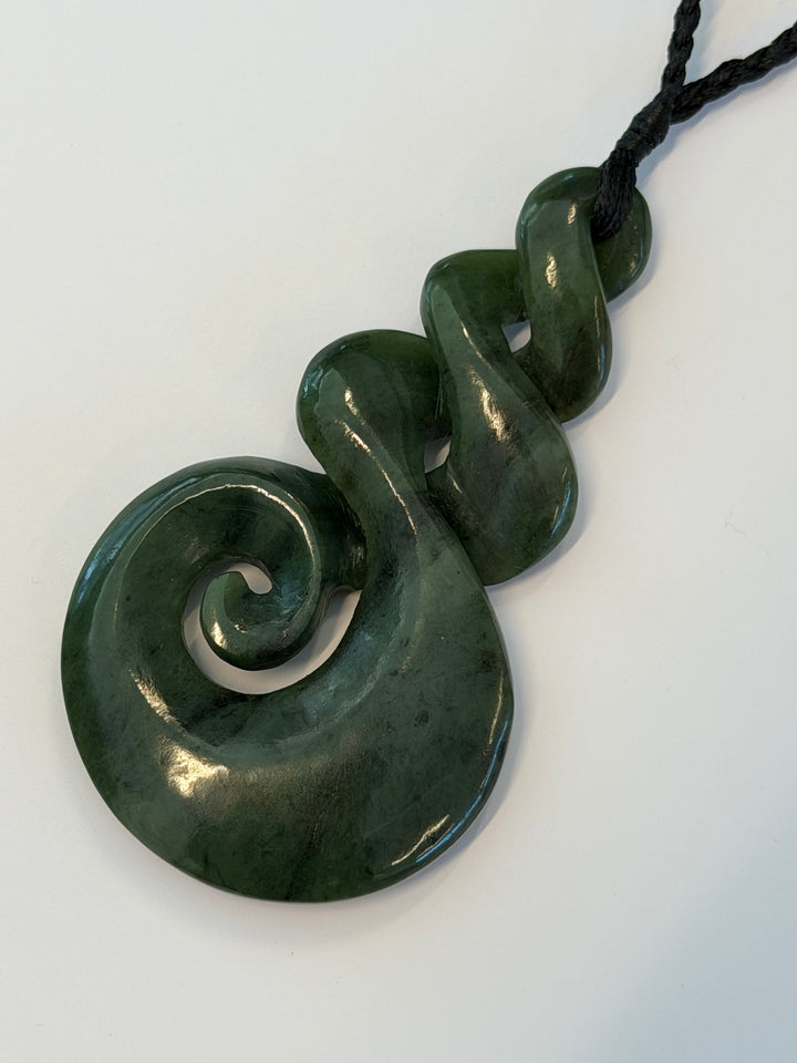 NZ Greenstone Triple Kumara / Twist with Koru detail 90mm