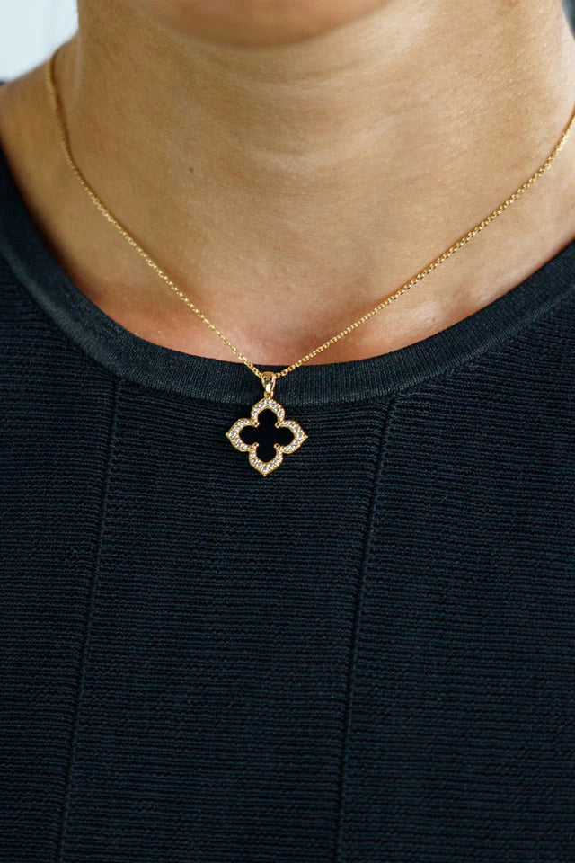 Georgini Midnight Velvet Black Agate Fairwater Pendant Gold