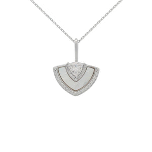 Georgini Chic Noel Mother of Pearl Fan Necklace Silver