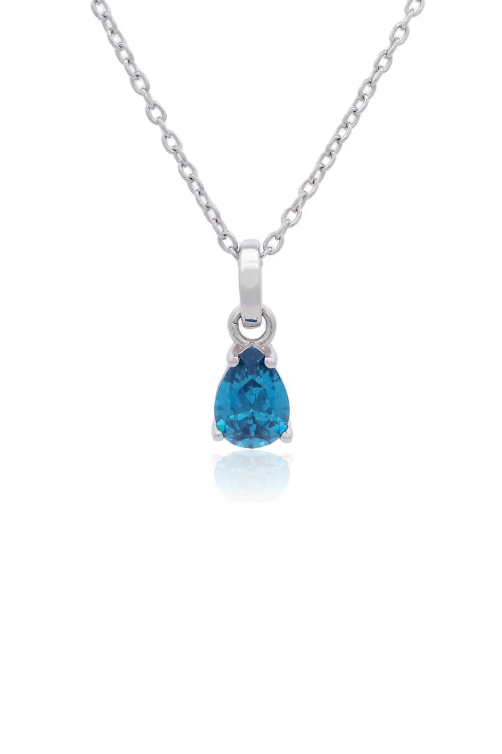 Georgini Wisteria Pendant Blue Topaz CZ Silver