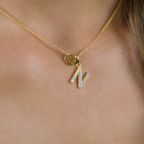 Georgini Luxury Letters N Initial Necklace Gold