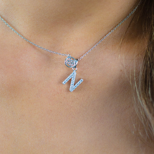 Georgini Luxury Letters N Initial Necklace Silver