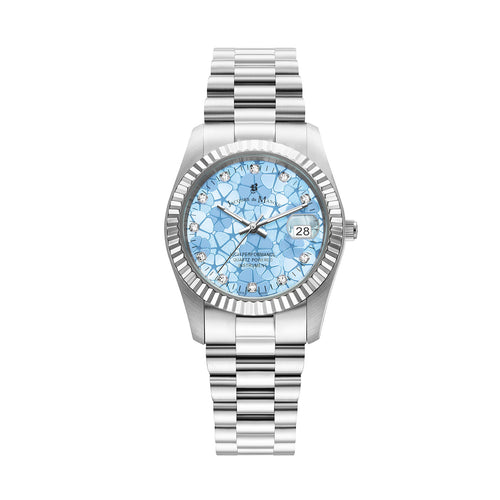 Jacques Du Manoir Inspiration Flower 34mm Silver Strap Watch