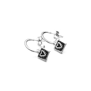 Silver Micro Spiked Heart Anchor Earrings