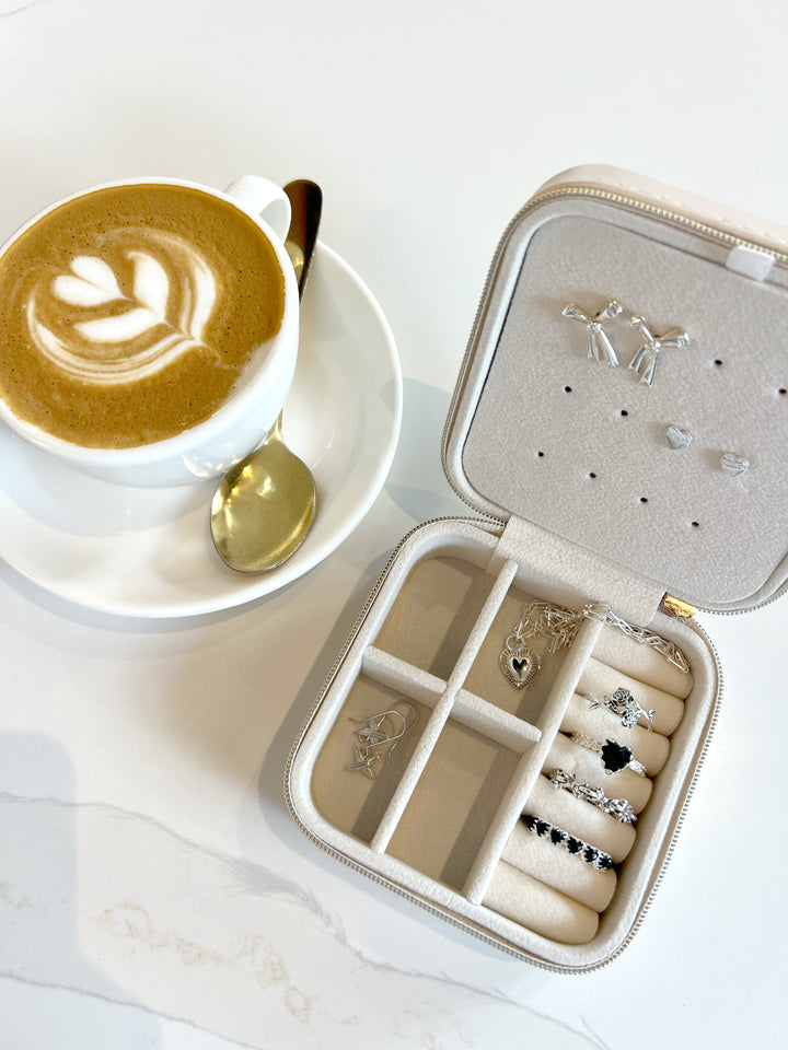 Silvermoon Square Travel Jewellery Case - Biscuit