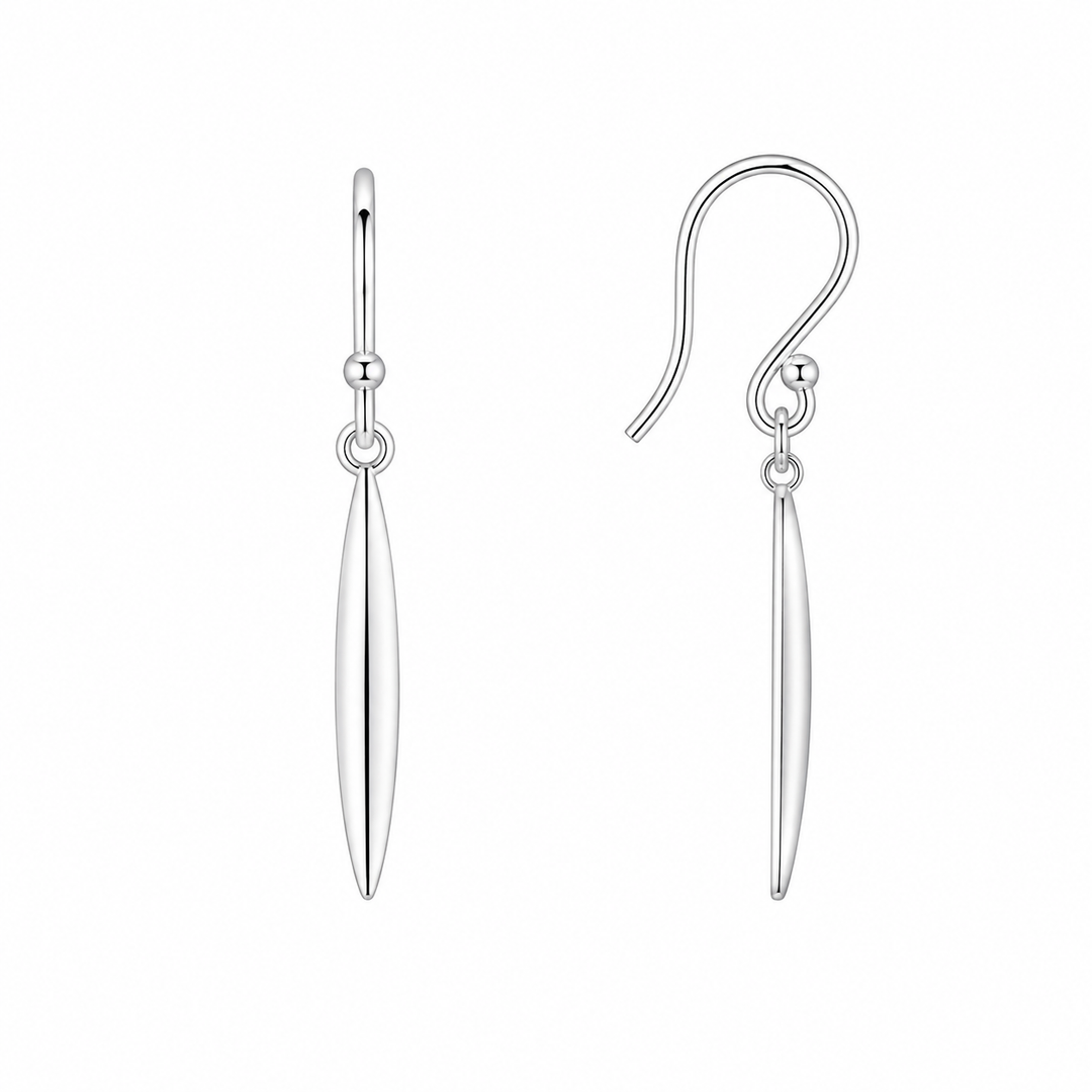 LT Sterling Silver Small Sleek Reed Drop Earrings