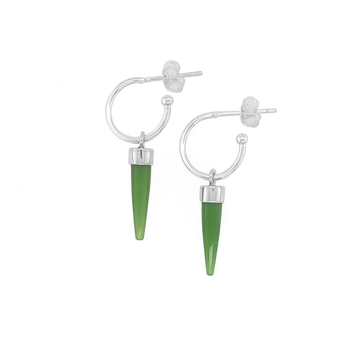Nick Von K Sterling Silver and Pounamu Skinny Point Earrings