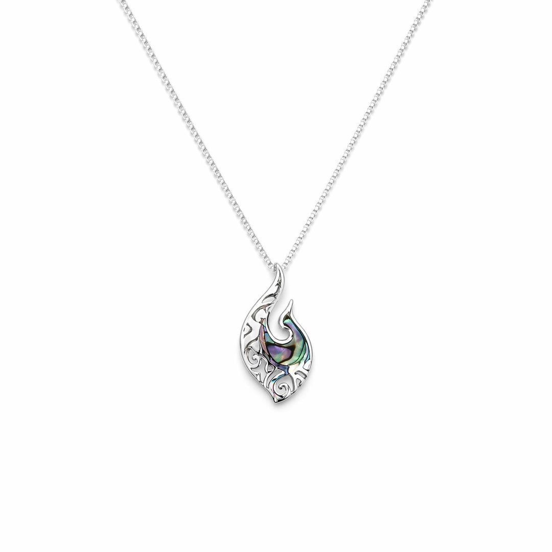 LT Sterling Silver Paua Hei Matau/ Fish Hook Necklace