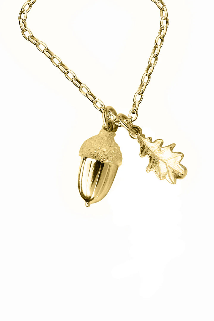 Karen Walker Gold Plated Acorn & Leaf Necklace 50cm
