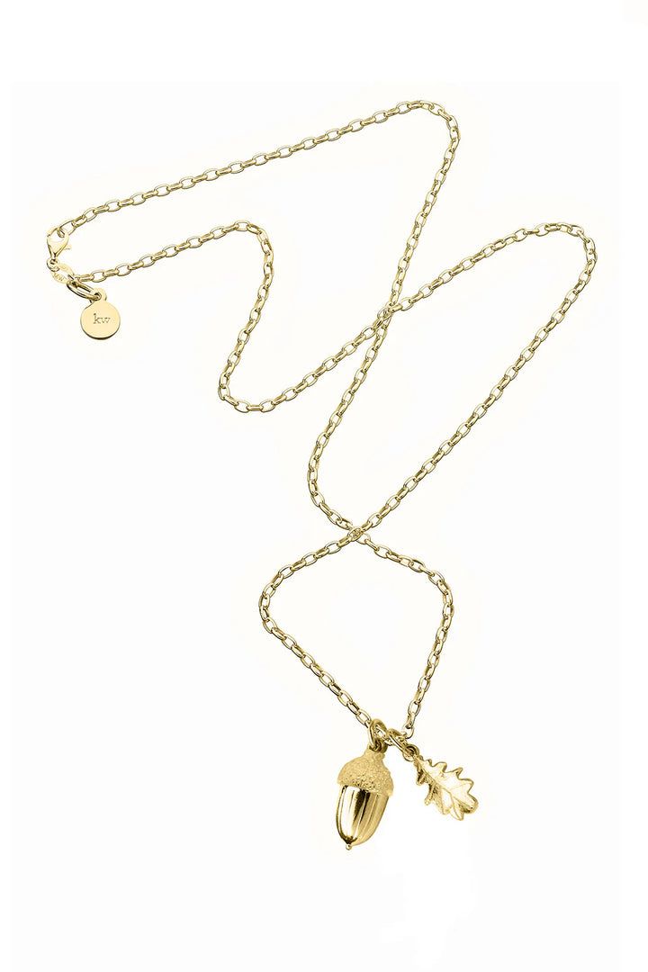 Karen Walker Gold Plated Acorn & Leaf Necklace 50cm