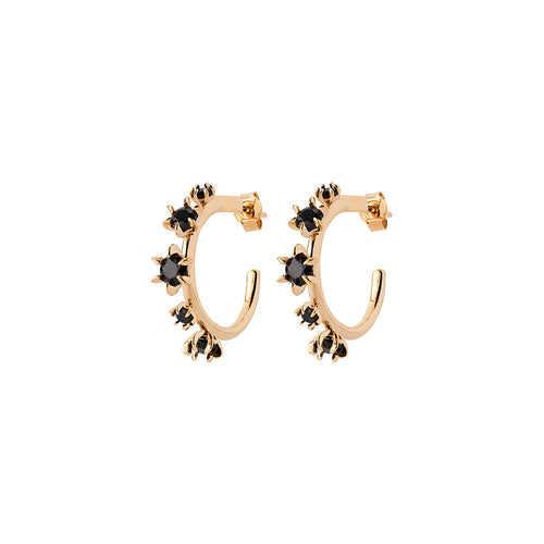 9ct Yellow Gold Onyx Baroque Earrings