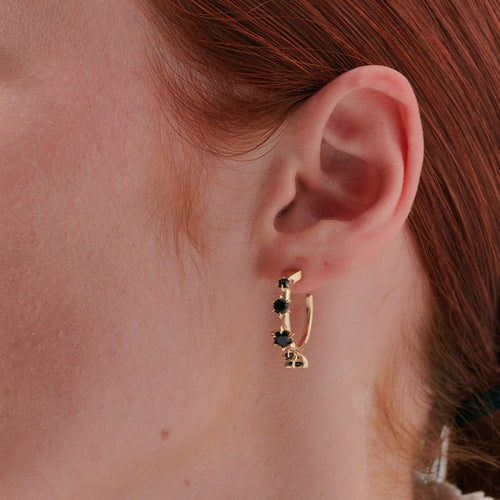 9ct Yellow Gold Onyx Baroque Earrings