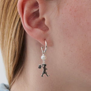 Silver Girl With A Pearl Earrings