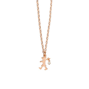 9ct Rose Gold Girl With A Pearl Necklace