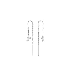 Silver Runaway Girl Thread Earrings