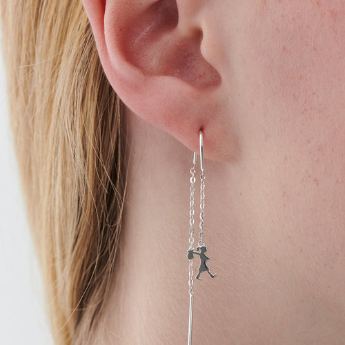 Silver Runaway Girl Thread Earrings