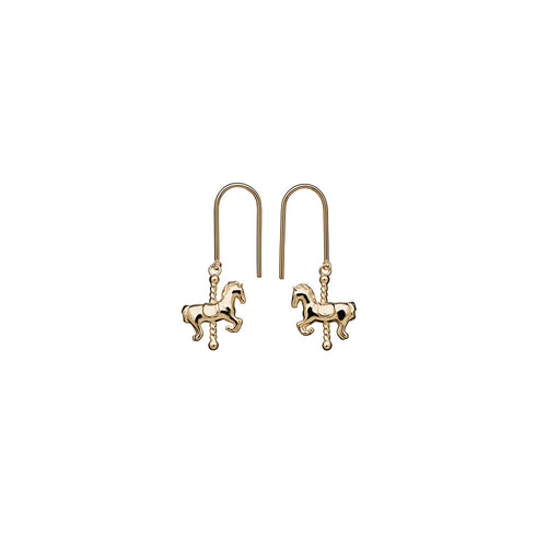 9ct Yellow Gold Mini Carousel Horse Earrings