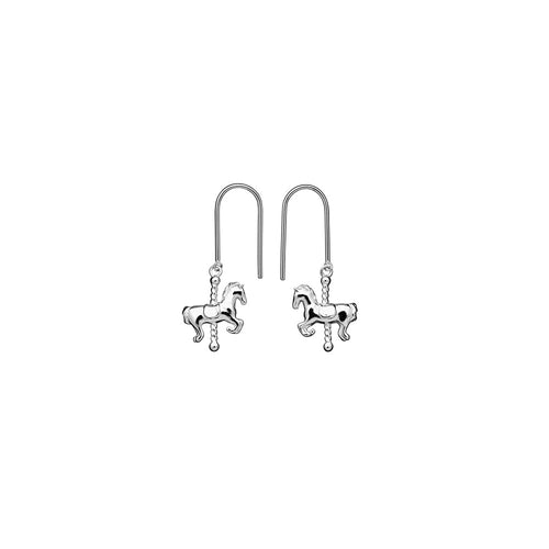 Silver Mini Carousel Horse Earrings