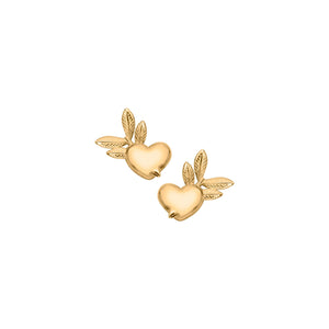 9ct Yellow Gold Pixie Heart Studs