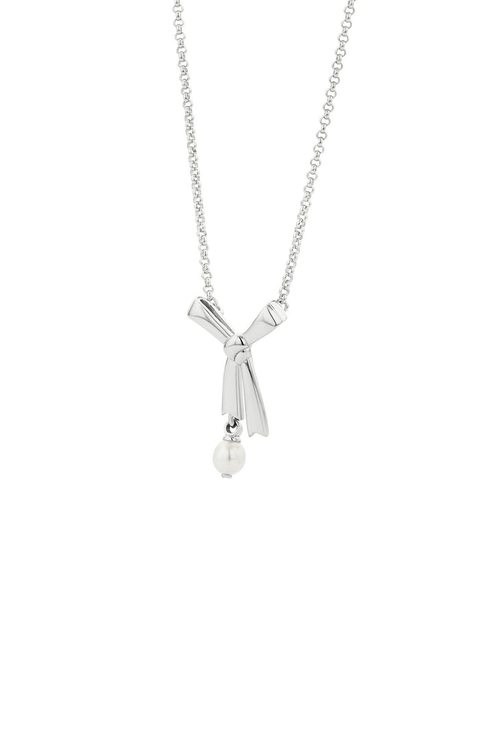 Karen Walker Silver Pearl Bow Necklace 45cm