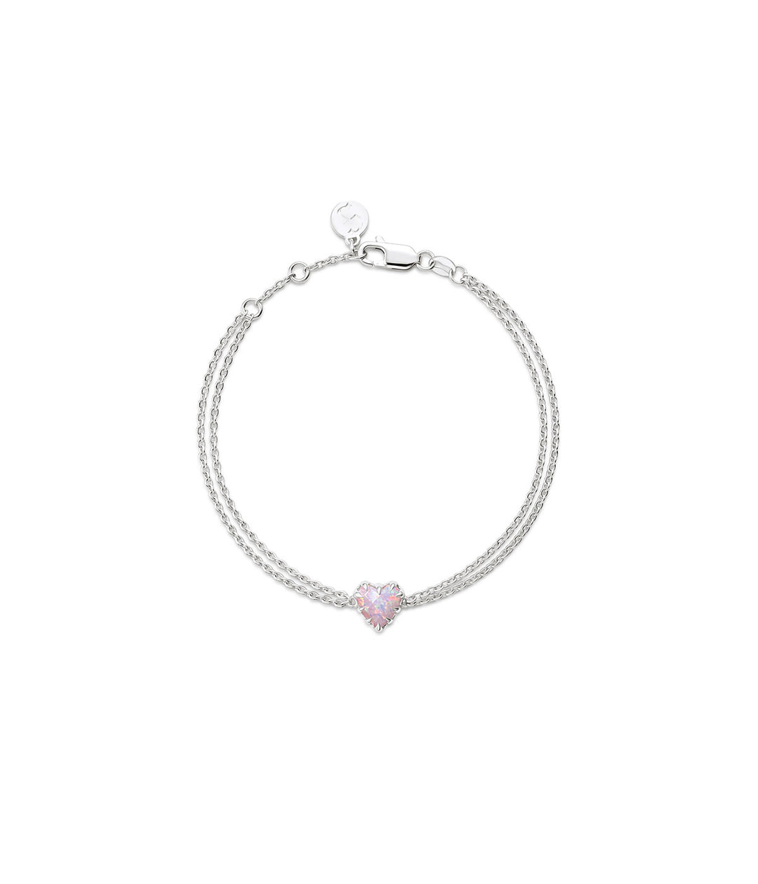 Stolen Silver Love Claw Bracelet - Pink Bello Opal